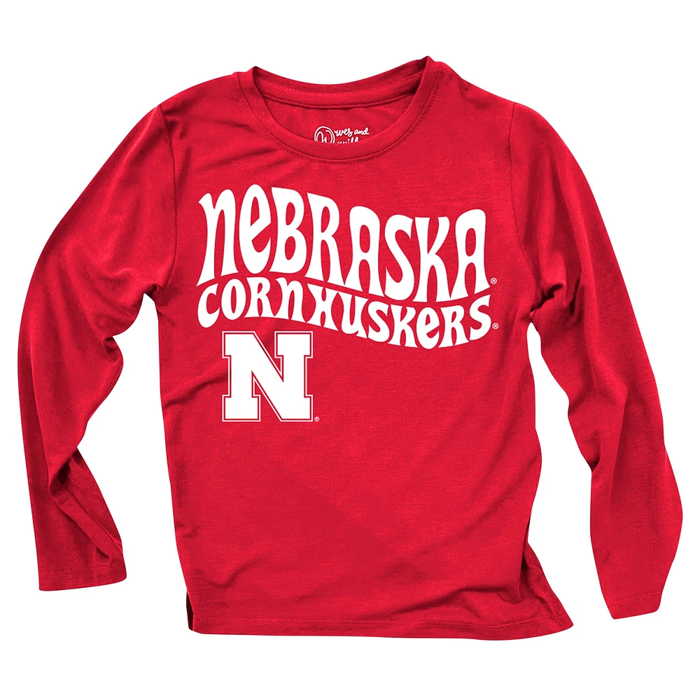 Infant Wes & Willy  Nebraska Huskers Long Sleeve Top and Striped Tri-Blend Leggings Set