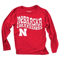 Infant Wes & Willy  Nebraska Huskers Long Sleeve Top and Striped Tri-Blend Leggings Set