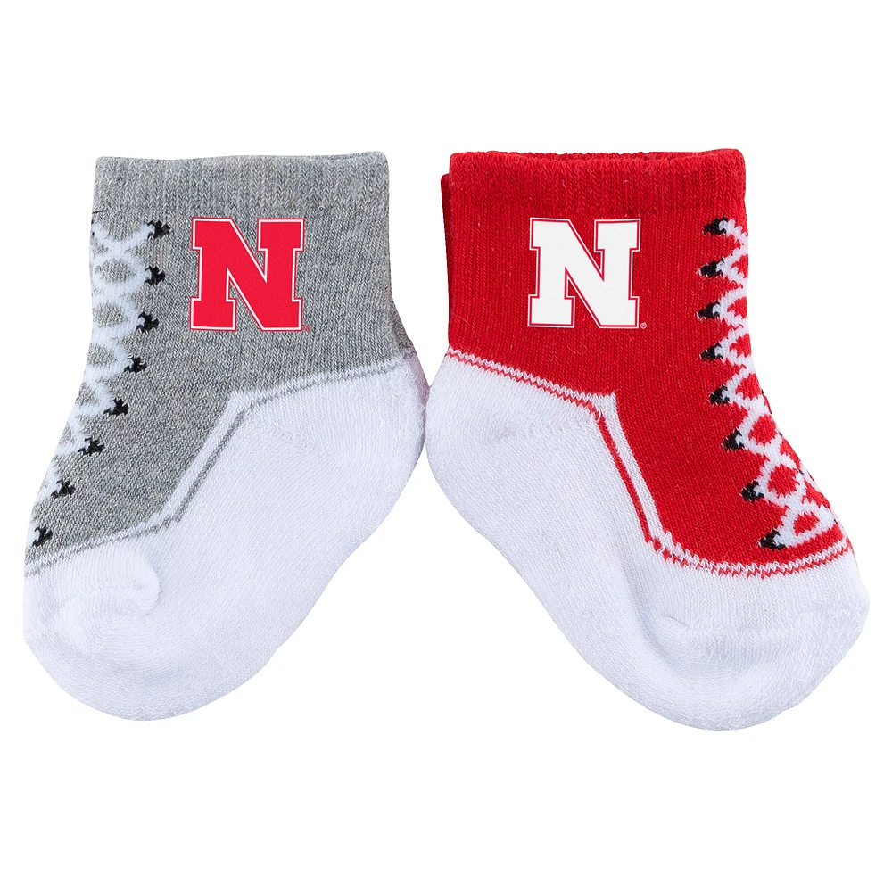 Lot de deux paires de chaussettes pour bébé ZooZatz Nebraska Huskers