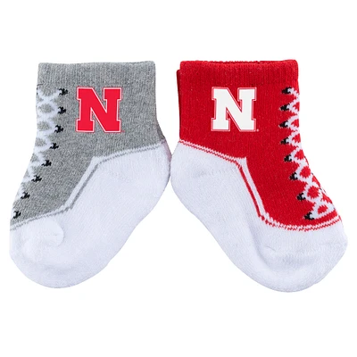 Lot de deux paires de chaussettes pour bébé ZooZatz Nebraska Huskers