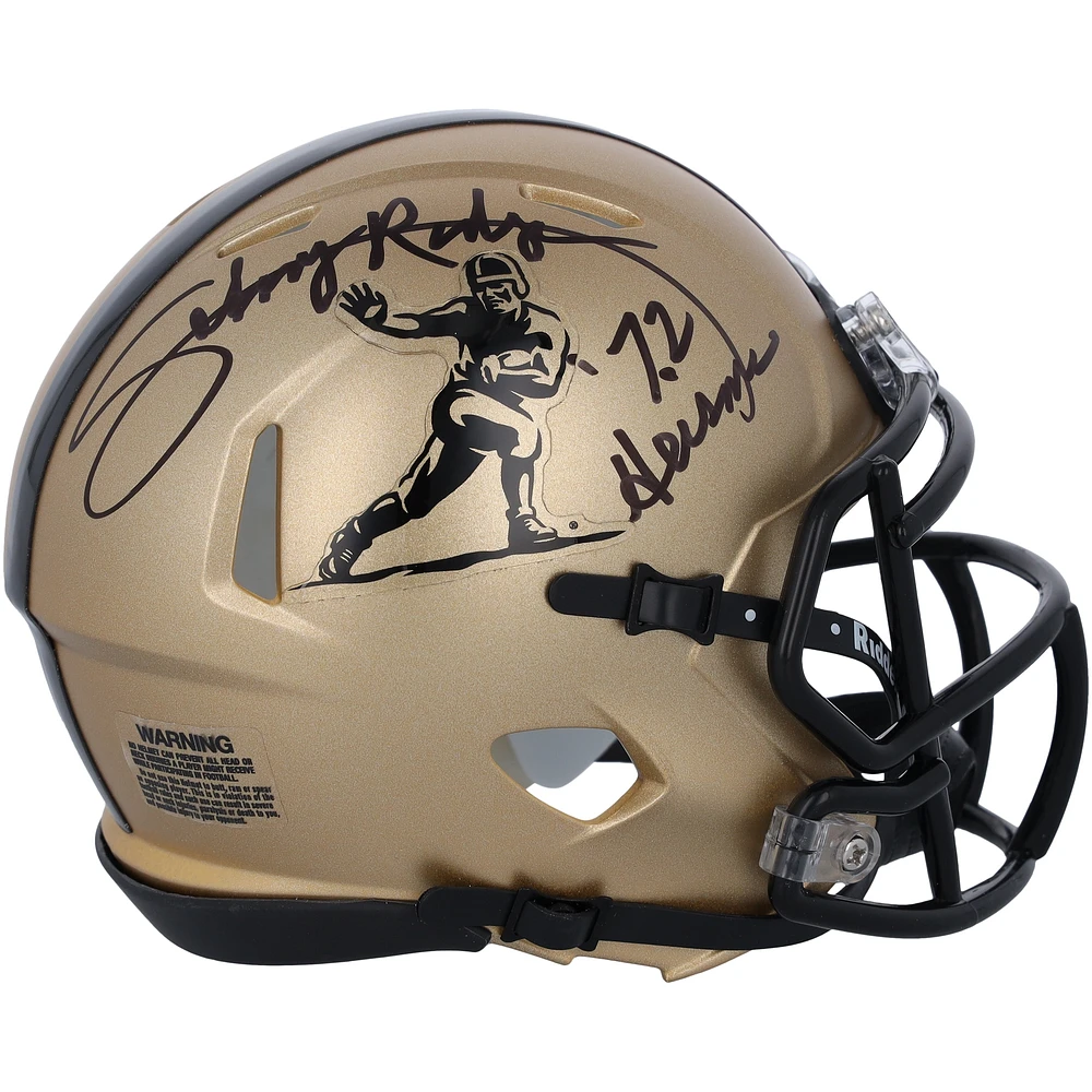 Johnny Rodgers Nebraska Huskers Autographed 2023 Gold Riddell Heisman Mini Helmet with "72 Heisman" Inscription