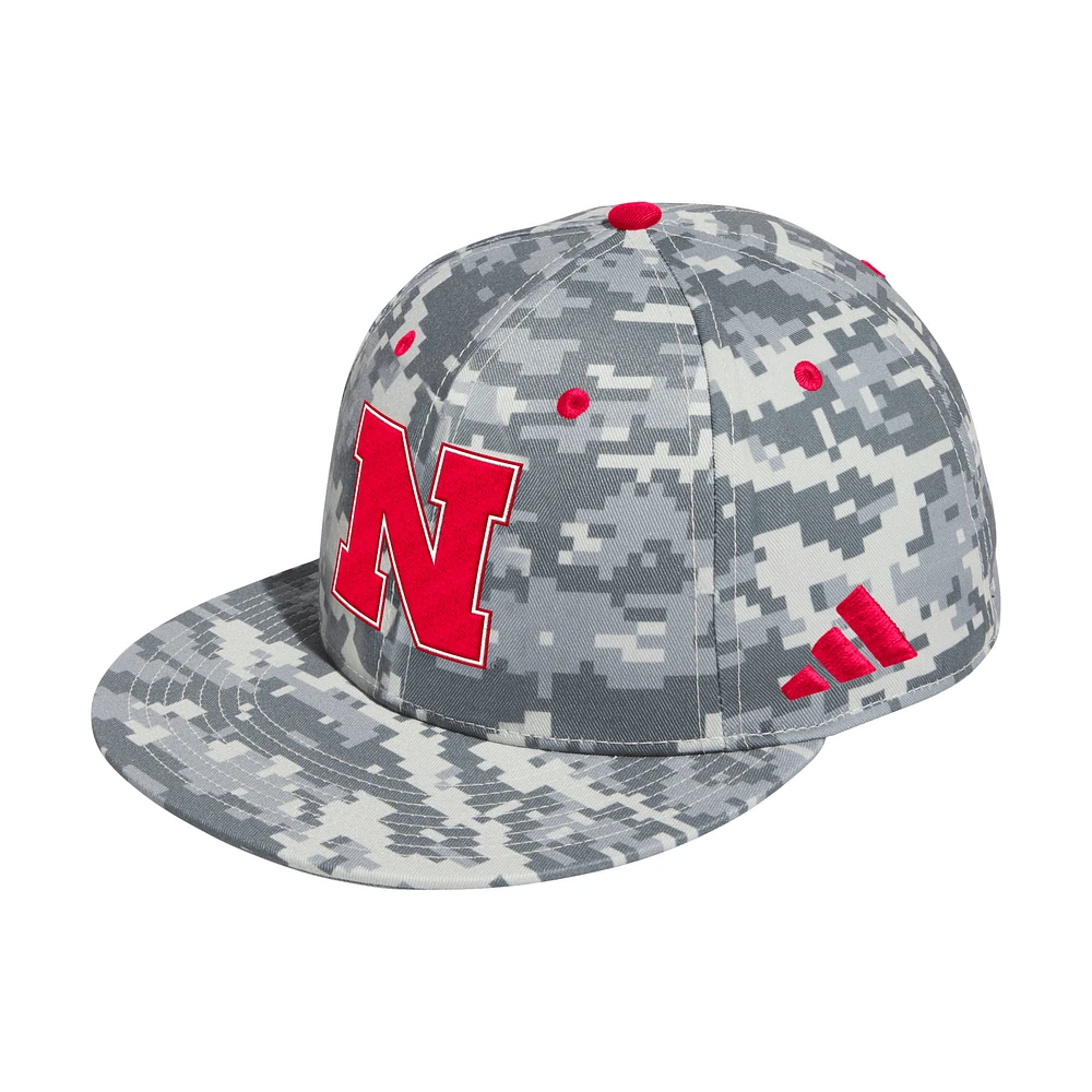 Men's adidas  Camo Nebraska Huskers On-Field Fitted Baseball Hat
