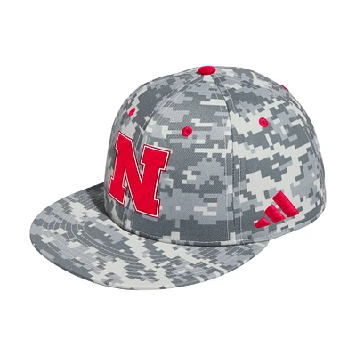 Men's adidas  Camo Nebraska Huskers On-Field Fitted Baseball Hat