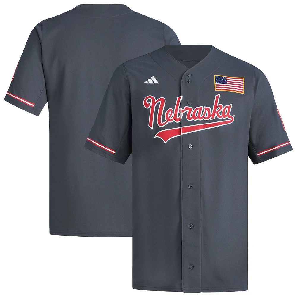 Men's adidas  Gray Nebraska Huskers Replica Baseball Jersey
