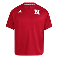 Men's adidas  Red Nebraska Huskers Dugout Coaches Adizero Notch Neck Pullover Top