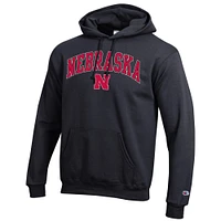 Men's Champion  Black Nebraska Huskers Arch Over Logo Pullover Hoodie