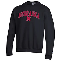 Men's Champion  Black Nebraska Huskers Arch Over Logo Pullover Sweatshirt