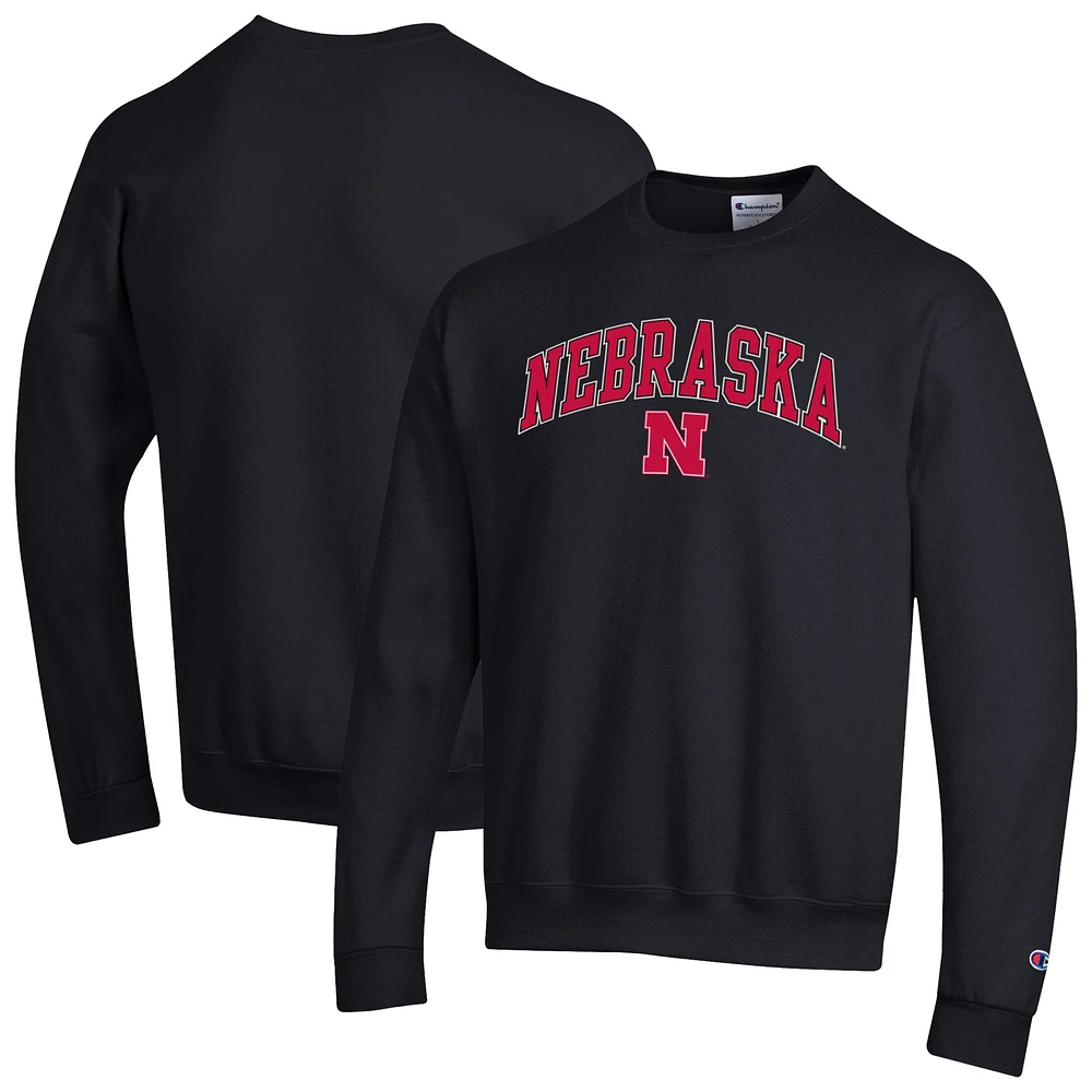 Men's Champion Black Nebraska Huskers Arch Over Logo Pullover Sweatshirt
