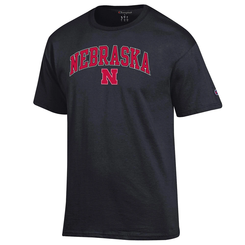 Men's Champion  Black Nebraska Huskers Arched Logo T-Shirt