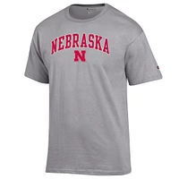 Men's Champion  Heather Gray Nebraska Huskers Arch Over Logo T-Shirt