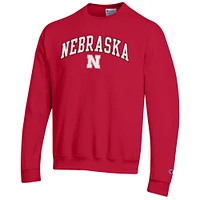 Men's Champion  Scarlet Nebraska Huskers Arch Over Logo Pullover Sweatshirt