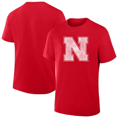 Men's Fanatics  Scarlet Nebraska Huskers Big & Tall Distressed Vintage Logo T-Shirt