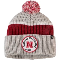 Men's '47 Gray Nebraska Huskers Holcomb Cuffed Knit Hat with Pom