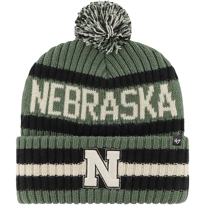 Bonnet en tricot à revers Bering pour hommes '47 Green Nebraska Huskers OHT Military Appréciation avec pompon