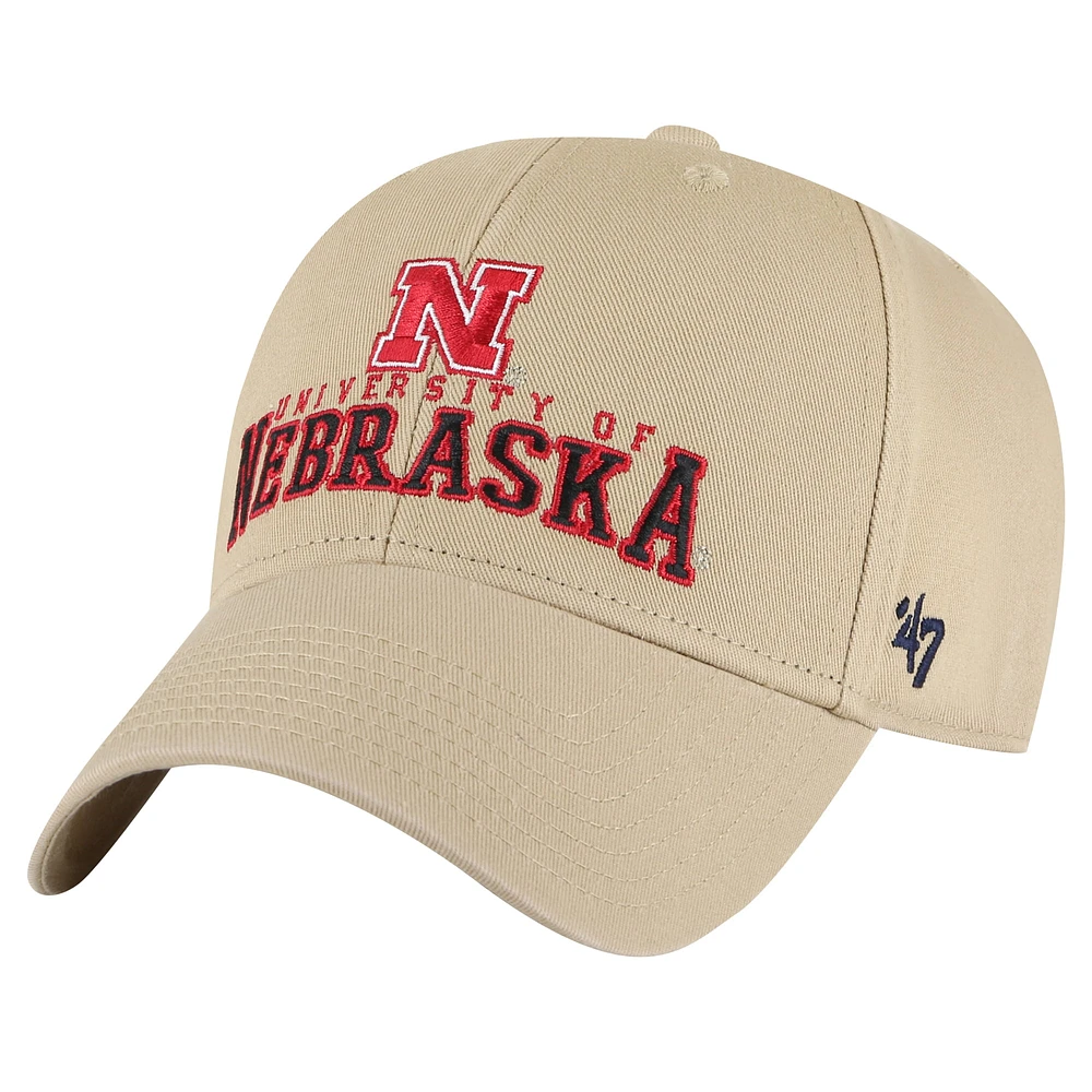 Men's '47 Khaki Nebraska Huskers Powell MVP Adjustable Hat