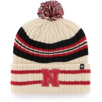 Men's '47 Natural Nebraska Huskers Hone Cuffed Knit Hat with Pom