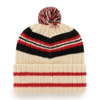 Men's '47 Natural Nebraska Huskers Hone Patch Cuffed Knit Hat with Pom