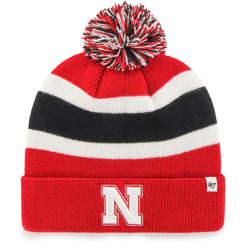 Bonnet homme 47 Scarlet Nebraska Huskers Breakaway en tricot à revers avec pompon