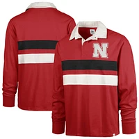 Men's '47 Scarlet Nebraska Huskers Clubhouse Knox Thames Long Sleeve Rugby Polo