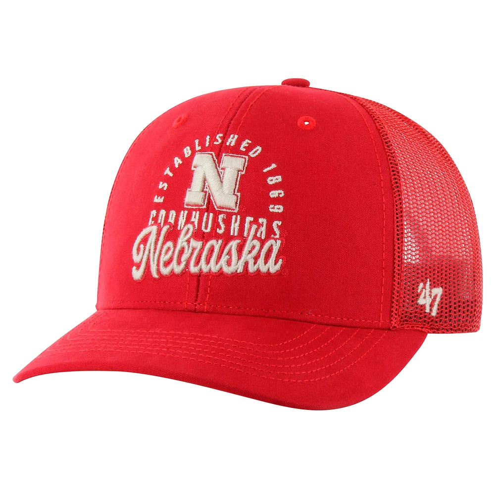 Casquette ajustable pour homme '47 Scarlet Nebraska Huskers Pitstop Trucker