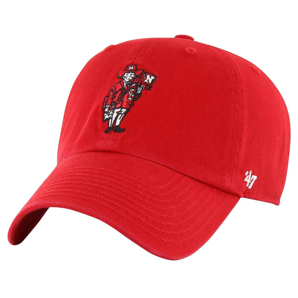 Men's '47 Scarlet Nebraska Huskers Vault Clean Up Adjustable Hat