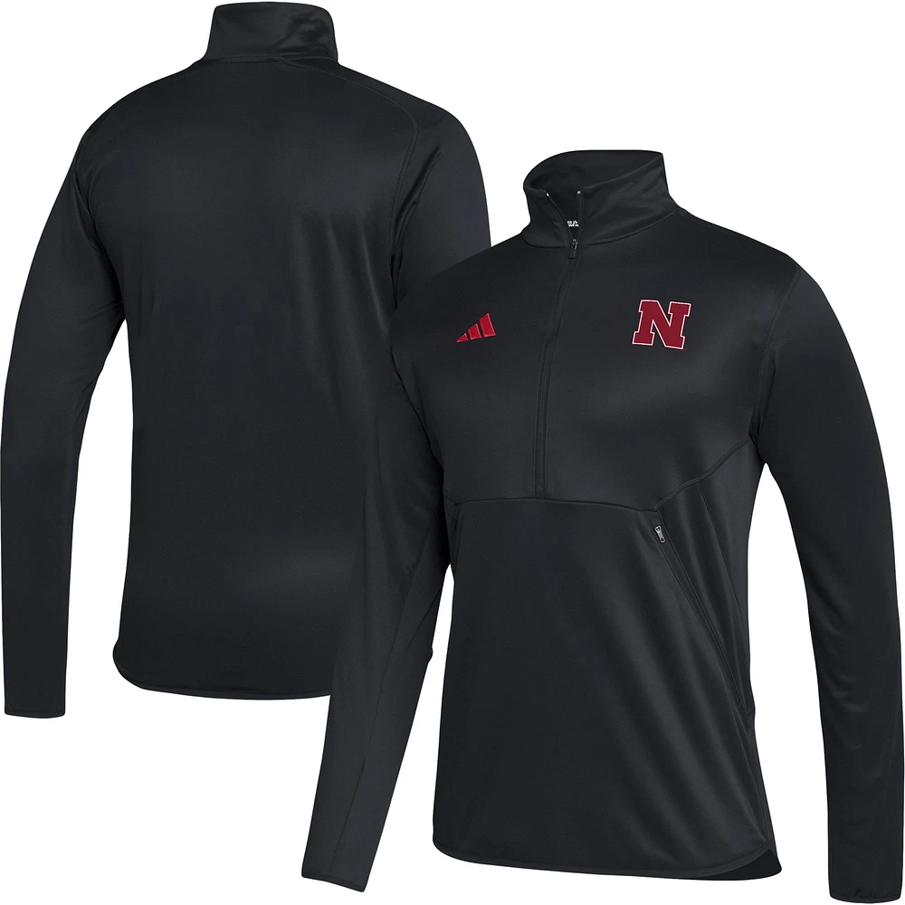 Haut demi-zip AEROREADY Sideline pour homme adidas Nebraska Huskers 2023 noir