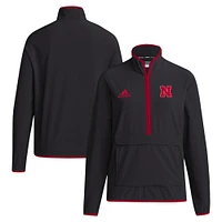 Veste à demi-zip adidas Nebraska Huskers Coaches Sideline pour hommes, noire