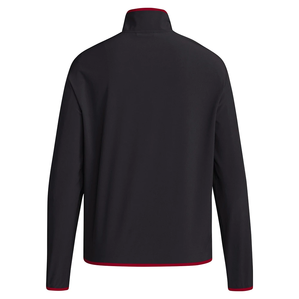 Veste à demi-zip adidas Nebraska Huskers Coaches Sideline pour hommes, noire