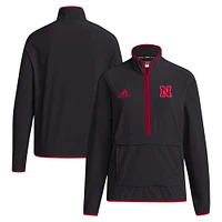 Veste à demi-zip adidas Nebraska Huskers Coaches Sideline pour hommes, noire