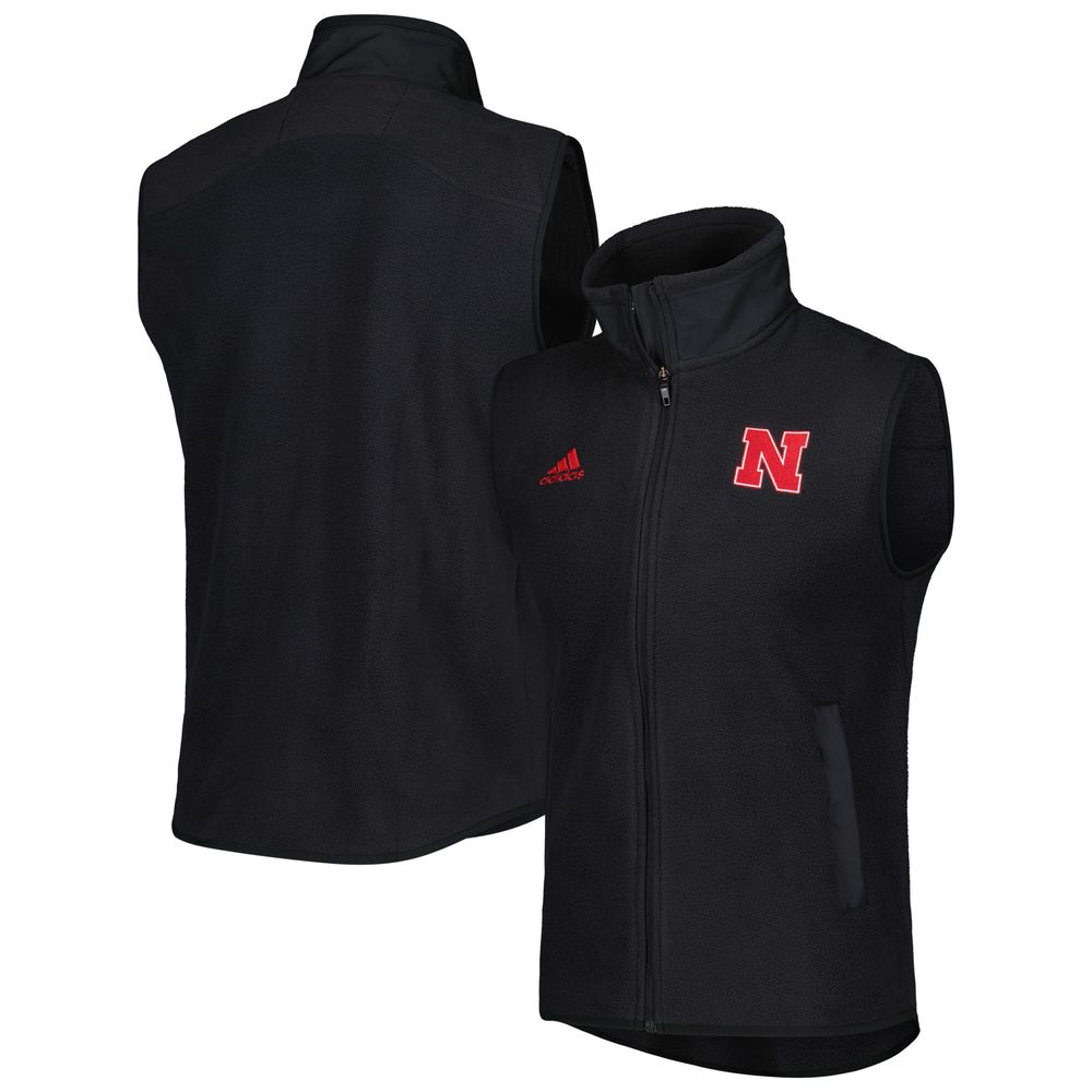 Men's adidas Black Nebraska Huskers Full-Zip Vest