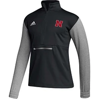 Men's adidas Black Nebraska Huskers Sideline AEROREADY Half-Zip Top