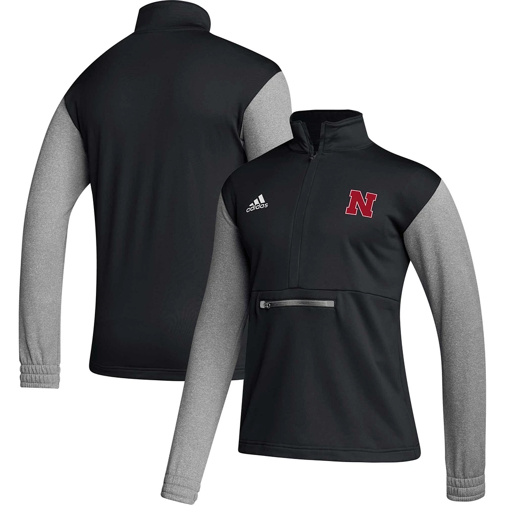 Veste à demi-fermeture éclair adidas Nebraska Huskers Team Issue AEROREADY pour homme, noire