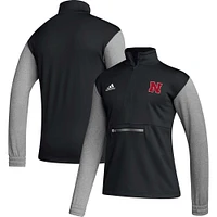 Veste à demi-fermeture éclair adidas Nebraska Huskers Team Issue AEROREADY pour homme, noire