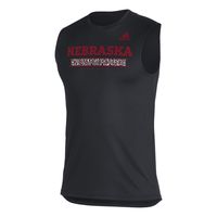 Men's adidas Black Nebraska Huskers Sideline Football Locker Creator AEROREADY Sleeveless T-Shirt