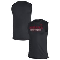 Men's adidas Black Nebraska Huskers Sideline Football Locker Creator AEROREADY Sleeveless T-Shirt