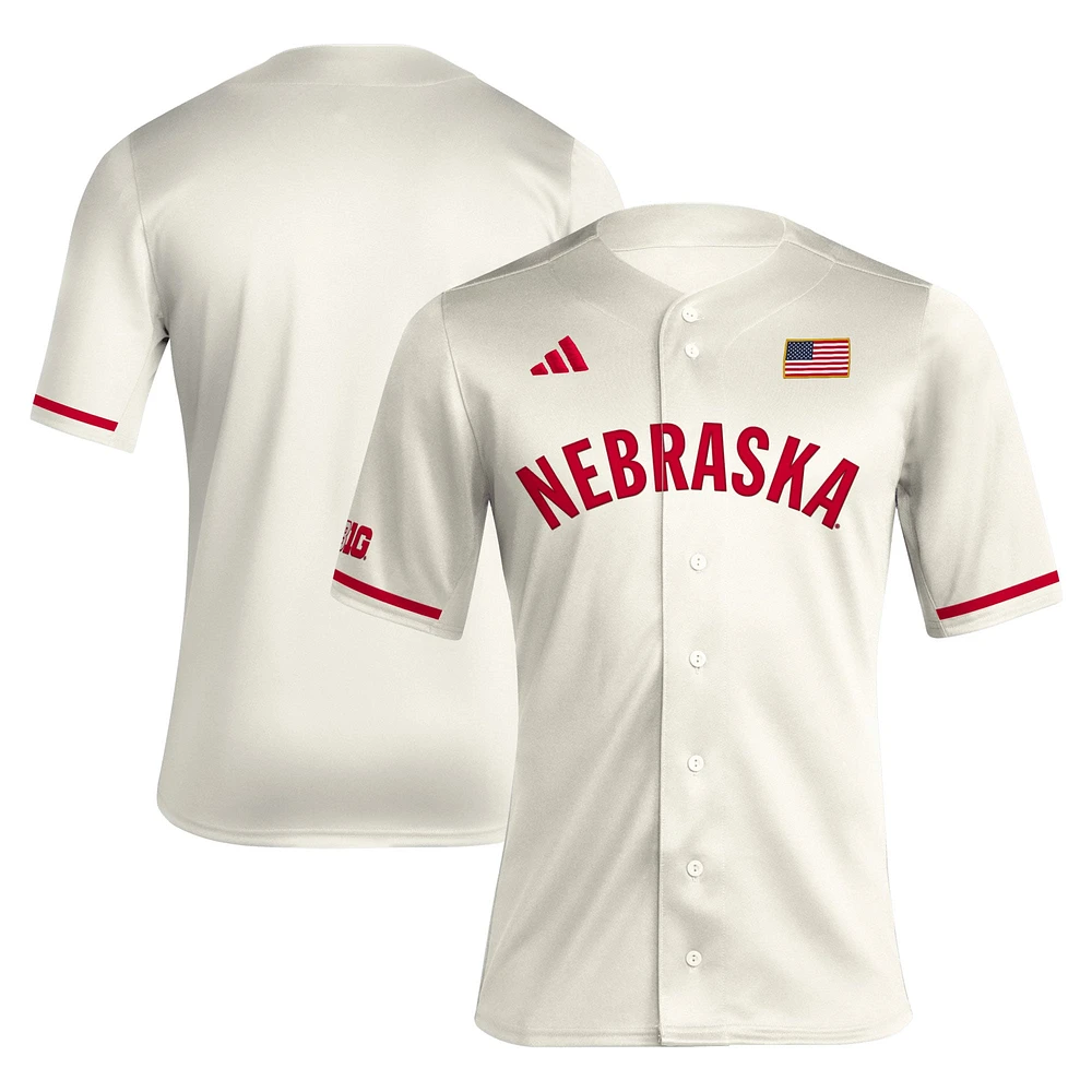 Maillot de baseball réplique crème Nebraska Huskers adidas pour hommes