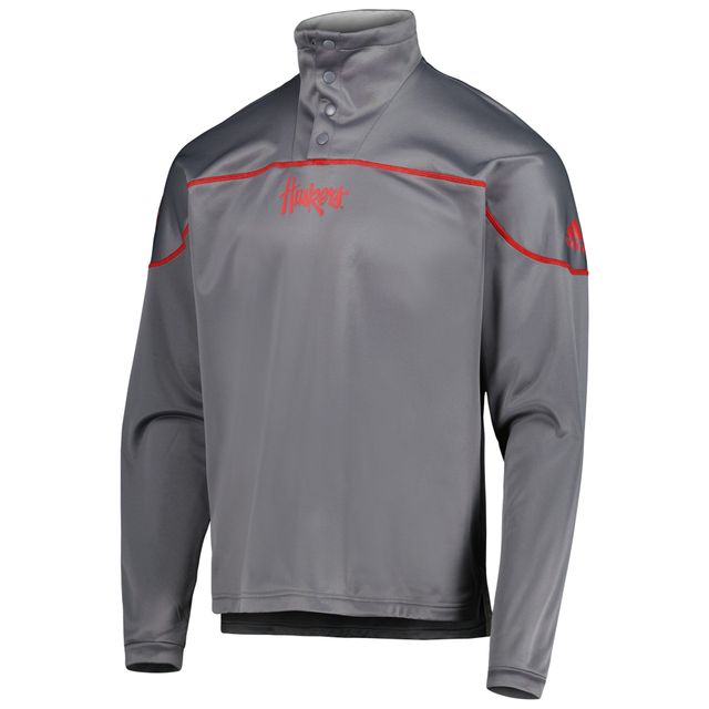 Veste adidas Nebraska Huskers AEROREADY Knit Quarter-Snap pour hommes, grise