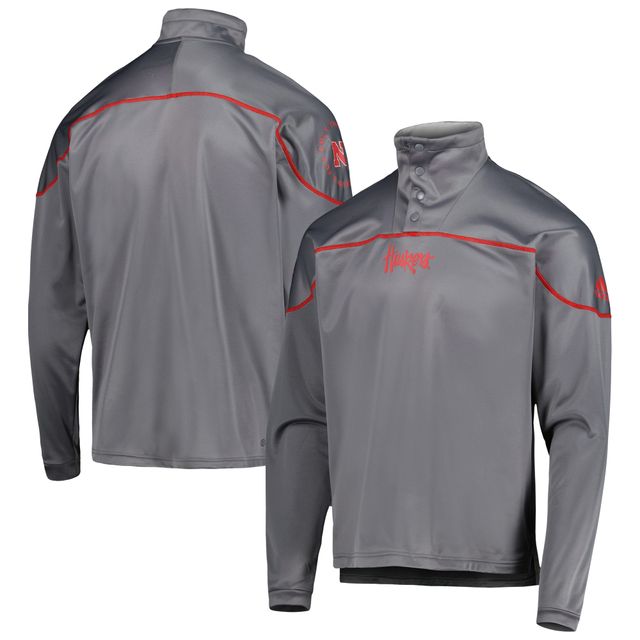 Veste adidas Nebraska Huskers AEROREADY Knit Quarter-Snap pour hommes, grise