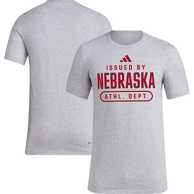 T-shirt d'avant-match Adidas Nebraska Huskers AEROREADY gris chiné pour homme