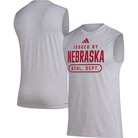 Débardeur d'avant-match adidas Nebraska Huskers Sideline AEROREADY gris chiné pour homme