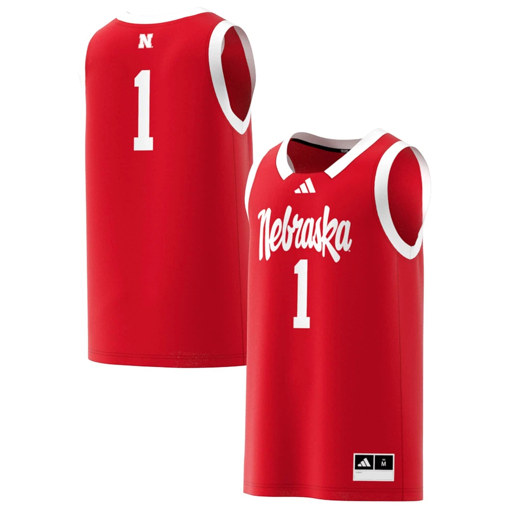 Maillot réplique adidas n°1 Scarlet Nebraska Huskers Swingman pour homme