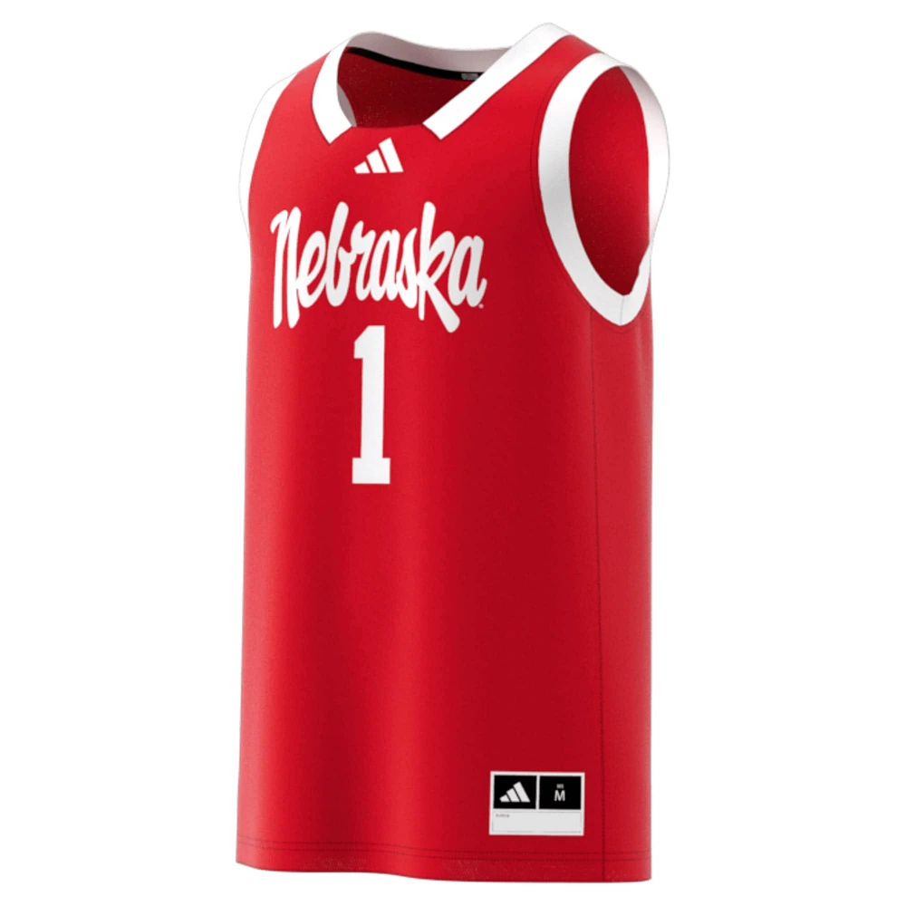 Men's adidas #1 Scarlet Nebraska Huskers Replica Swingman Jersey