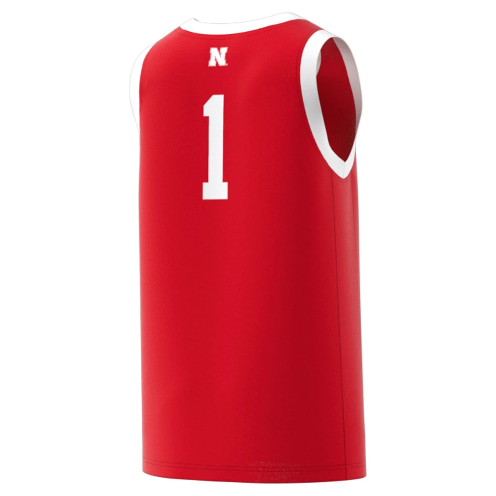 Men's adidas #1 Scarlet Nebraska Huskers Replica Swingman Jersey