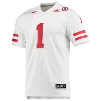 Men's adidas #1 White Nebraska Huskers Team Premier Football Jersey