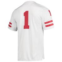 Men's adidas #1 White Nebraska Huskers Team Premier Football Jersey