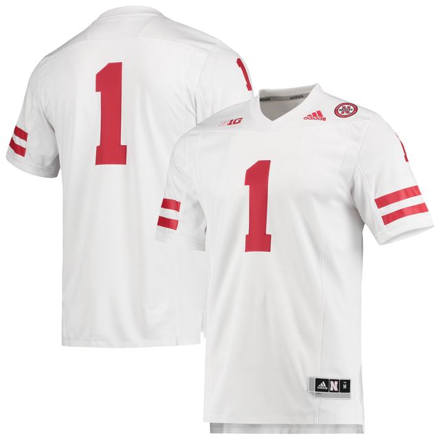 Maillot de football adidas #1 Nebraska Huskers Team Premier pour homme, blanc