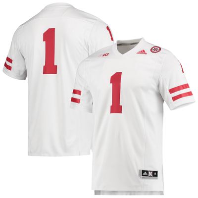 Men's adidas #1 White Nebraska Huskers Team Premier Football Jersey