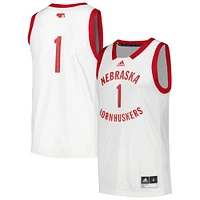 Maillot adidas #1 Nebraska Huskers Team Swingman pour hommes, blanc