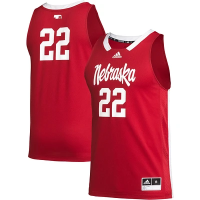 Maillot adidas #22 Scarlet Nebraska Huskers Swingman pour homme