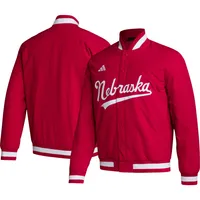 Adidas Red Scarlet Huskers Baseball Coaches Veste à boutons-pression pour homme